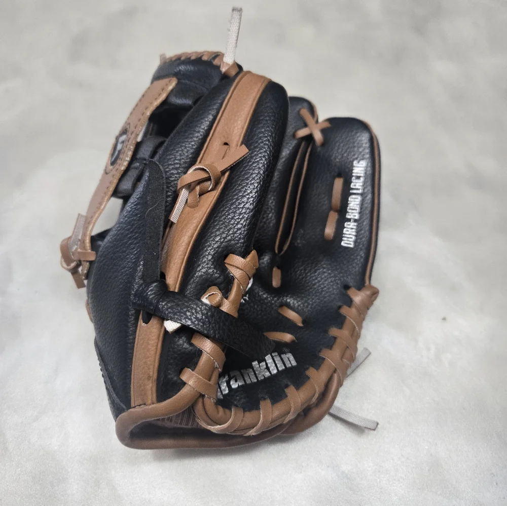 Franklin RTP Baseball Glove Dura-Bond Lacing Youth Mitt Black Tan Ready to Play